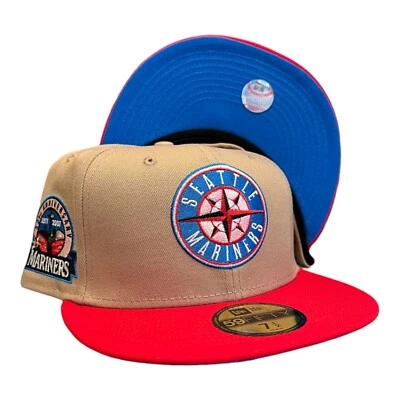 Boné New Era Seattle Mariners 59FIFTY ajustado bronzeado 30º ano adesivo lateral 7 3/8 - Imagem 1 de 4