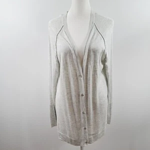Ee By Etcetera Heather Gray Cardigan Sweater Button Silk Blend Womens Medium - Picture 1 of 11