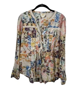 Top Maeve Anthropologie taglia 6 Abella Pintuck blusa floreale toppa bohemien - Foto 1 di 18