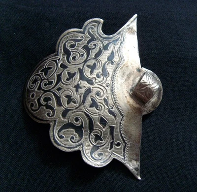 Fivela de cinto russa prata antiga Niello 15g incompleta SOMENTE UM LADO - Imagem 1 de 4