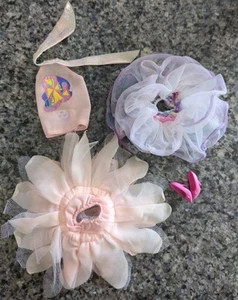 Vtg 1990 Barbie Pink Flower Surprise Fashion w/ purple tulle skirt outfit shoes - Picture 1 of 14