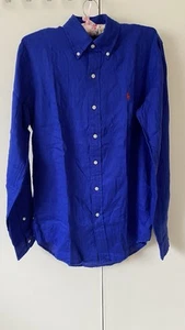 Camicia uomo Ralph Lauren blu 100% lino taglia S nuova con etichetta - Foto 1 di 11
