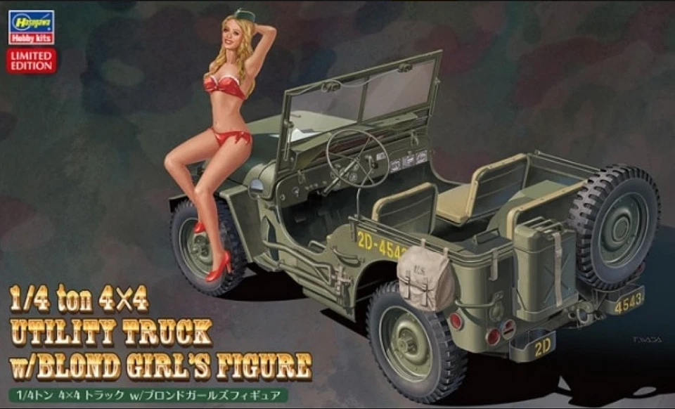 1/4 ton 4x4 Utility Truck w/Blond Girl's Figure Hasegawa SP449 52249 1/24 kit - Immagine 1 di 1