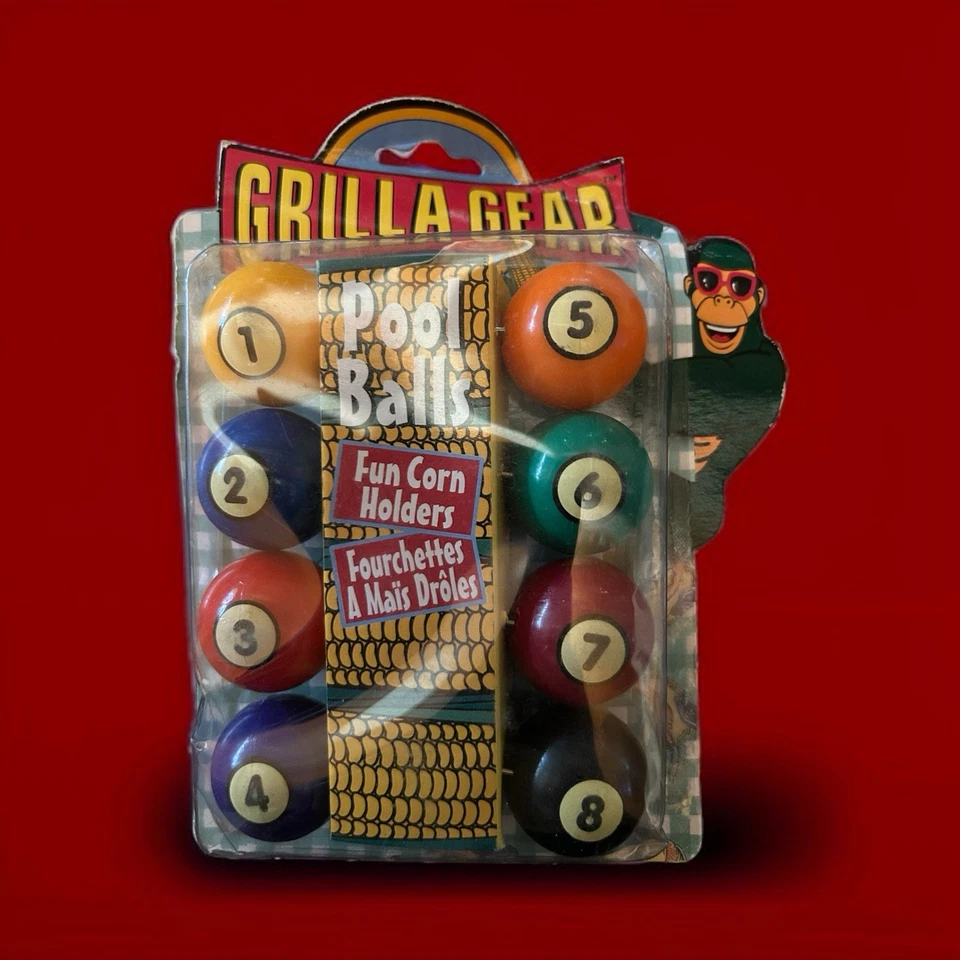 Grilla Gear Pool Balls Corn on The COB Holders Picks Novelty Set of 8 09405