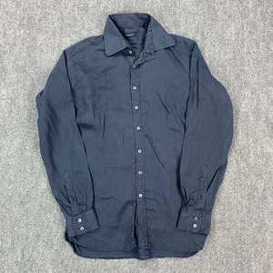 Burberry London Hemd Herren 15,5 39 Marineblau 100% Leinen Knopfleiste Made UK - Bild 1 von 11