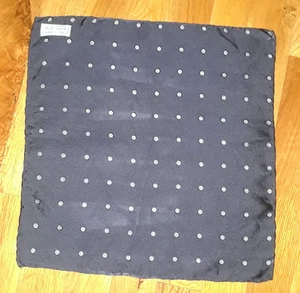 Blue Polka Dots 100% Silk Stiff Twill Pocket Square 12" Italy - Picture 1 of 2