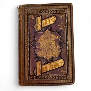 Byron’s Poetical Works Antique Victorian Gilt Hardcover Decorative Collectible - Imagen 1 de 7