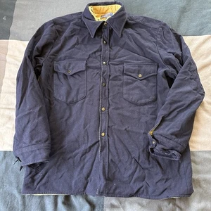 Camisa informal con botones Pendleton para hombre talla L azul marino pura lana virgen - Imagen 1 de 10