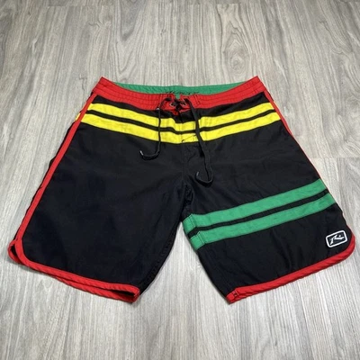 Vintage Rusty Board Shorts Mens 34 Red Yellow Green Rasta Reggae Swim Surf Y2K - Image 1 of 4