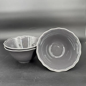 Williams Sonoma Alexia Charcoal Rimmed Scalloped 6.25" Soup Bowls - Set of 3 - Picture 1 of 4