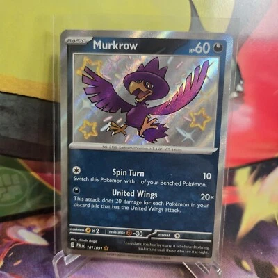 Murkrow SV Paldean Fates 181/091 Shiny Rare NM+ - Image 1 of 2