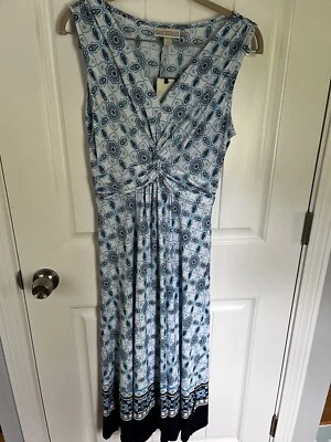 Vestido Dana Buchman Talla Pequeña Nuevo Con Etiquetas Blanco/Azul Foto 1 de 4