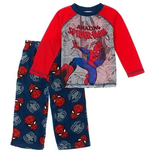 Marvel Spider Man Boys Long Sleeve Top Fleece Pants Pajama 2 PC PJ Set SpiderMan - Picture 1 of 13