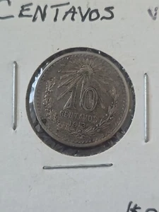 1913 Mexico - 10 Centavos - 80% Silver - Low Mintage - Picture 1 of 2