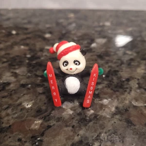 Vintage 1985 Russ Merry Kissmas Skiing Panda 2" Mini Figurine - Picture 1 of 5
