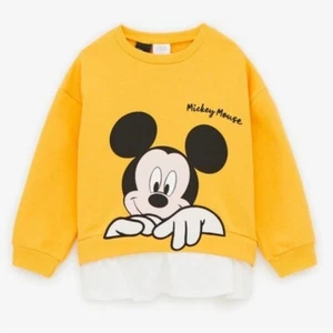 ZARA x Disney Girls Mickey Mouse Sweatshirt - Yellow Layered Size 8, 128 cm - Picture 1 of 6