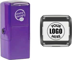 Business Logo Personalised  Stamp, 25mm x 25mm Custom Stamp Logo Stamp 5 Colours - Picture 1 of 21