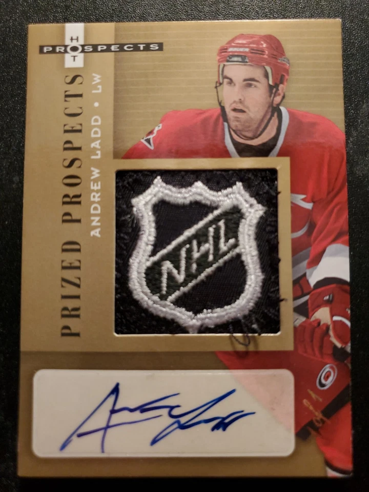 andrew ladd  gold autograph patch 1 of 1 rookie card - Image 1 of 2
