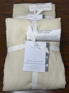 NEW Rejuvenation Set of 2, 50 x 84" Belgian Linen Curtain, Cotton Lined, Ivory - Picture 1 of 4
