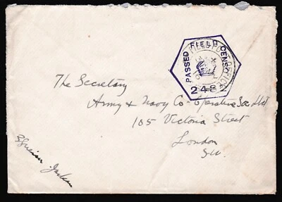 Great Britain Cover 1916 WWI Field Post Censor 2482 to London England Z2960 - Image 1 of 4