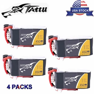 4X Tattu 450mAh 7.4V 75C 2S Lipo Battery JST Plug For BabyHawk FPV RC Quadcopter - Picture 1 of 5