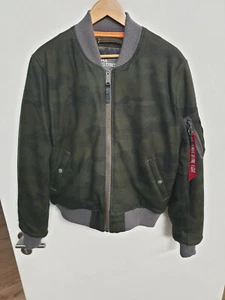 100% orig ALPHA INDUSTRIES  Bomber Jacke Herren Wolle Camo Gr. L rare - Bild 1 von 4