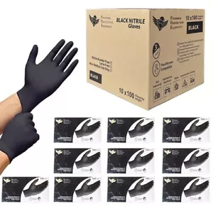 S&G Black Nitrile Gloves Powder Free 3 Mil 1000pcs XS/S/M/L/XL - Picture 1 of 8