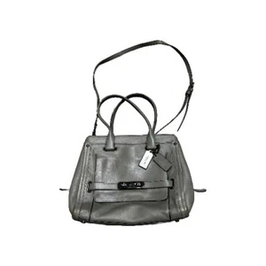 COACH Taupe Grey Leather SWAGGER FRAME SATCHEL Shoulder Crossbody Handbag #37182 - Picture 1 of 15