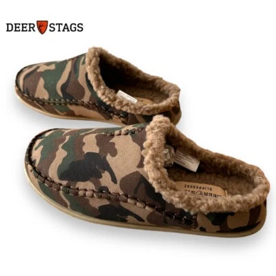 Deer Stags Slipperooz Mens Slippers Nordic Camouflage Indoor Outdoor Size US 7 Foto 1 de 4