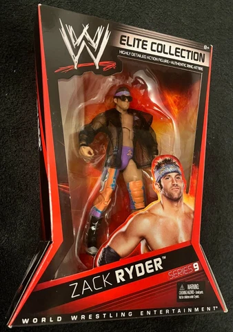 WWE ZACK RYDER Mattel Elite Series 9 Figure with Jacket, Sunglasses New in Box Cover