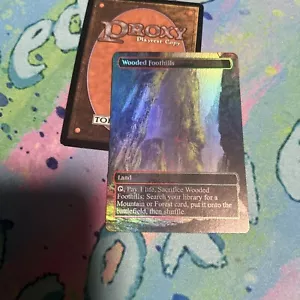 Wooded Foothills Full Art Foil Fetch Land Play Test Mtg Card - Picture 1 of 2
