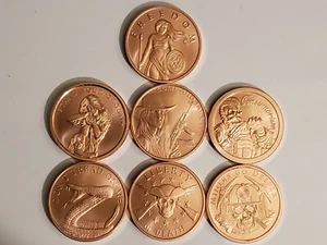 Juego de 7 monedas Silver Shield 2018 de 1 oz Brilliant Uncirculated Copper Freedom - Imagen 1 de 2