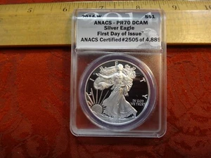 2014 W 1 Oz Proof American Silver Eagle $1 - ANACS PR70 DCAM FDOI 2505 / 4889 - Picture 1 of 5