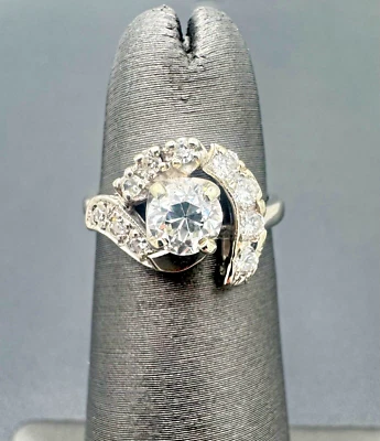 Antique 14kt White Gold & .5cttw Euro-Cut Diamond Ring, SI/VS Quality Diamonds - Image 1 of 4