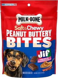 Milk-Bone Peanut Buttery Bites Soft Dog Treats with Real Peanut Butter & Bacon,  - Picture 1 of 8