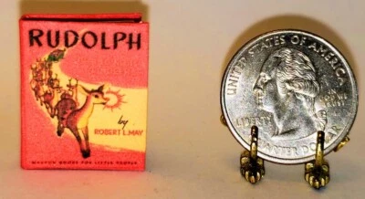 LEE ANN BORGIA MINIATURE BOOKS 1:12 SCALE MINIATURE BOOK RUDOLPH THE RED-NOSED REINDEER 1939 DOLLHOUSE SCALE