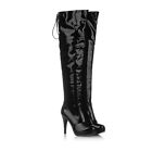 Clubnight Womens Patent Leather High Heel Over Knee Thigh Boots Stilettos Shoes