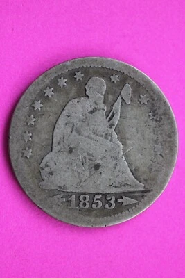 1853 P Seated Liberty Silver Quarter Scarce Guaranteed Authentic Rare Coin 0915 - Image 1 of 3