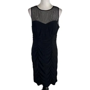 Eliza J. New York Missy Dress Womens Size 14 Black Ruched Sleeveless Back Zip - Picture 1 of 17