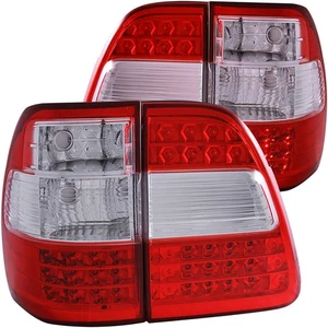 Chrome Red/Clear Lens Taillight Set w/Reflector for 98-05 Toyota Land Cruiser - Picture 1 of 4