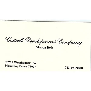 Sharon Kyle Cottrell Development Houston Vintage Business Card SE3-B14 - Picture 1 of 2