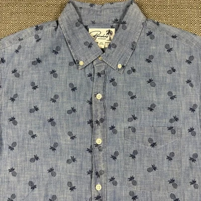 Bonobos Men's Shirt L Short Sleeve Regular Fit Blue Gray Pineapple Cotton Large - Image 1 of 4