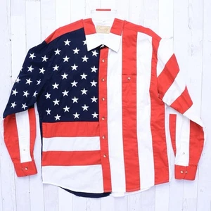 Camisa Scully Para Hombres Bandera de la Independencia Patriótica LS Abotonada Talla Vaquero Occidental XL - Imagen 1 de 10
