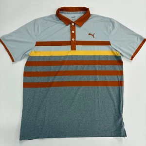 Puma Herren Poloshirt orange & grau gestreift Mattr Canyon Größe L - Bild 1 von 9