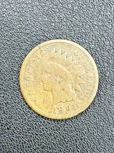 1891 Indian Head Cent Penny ~ G/VG VERY GOOD ~ US Type Coin Collectible (B) - Bild 1 von 2