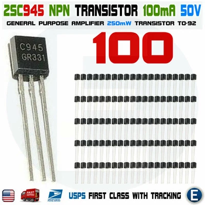 100pcs 2SC945 Amplifier NEC TO-92 Transistor C945 KCS945 NPN USA seller - Image 1 of 4