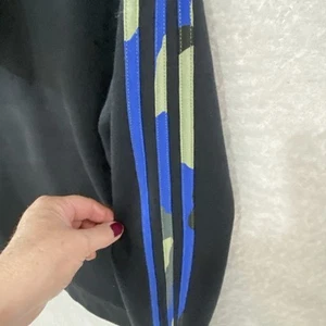 Adidas Hoodie Boys Youth M or L Black Sweatshirt Pocket Camo Stripes Pullover - Picture 1 of 20