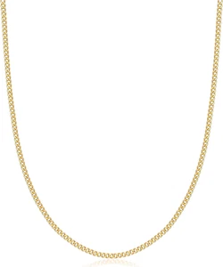Collar de cadena de eslabones cubanos/bordillo chapado en oro de 18 quilates de 2 mm, 3 mm, 4 mm, 5 mm para mujer o... - Imagen 1 de 1
