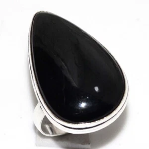 Black Obsidian Ring | Gemstone Handmade Gift Jewelry US Size 9 New Arrival JW - Picture 1 of 3