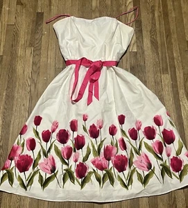 Jessica Howard White & Pink Floral Lined Dress SZ 12 Easter Work Summer - Picture 1 of 5